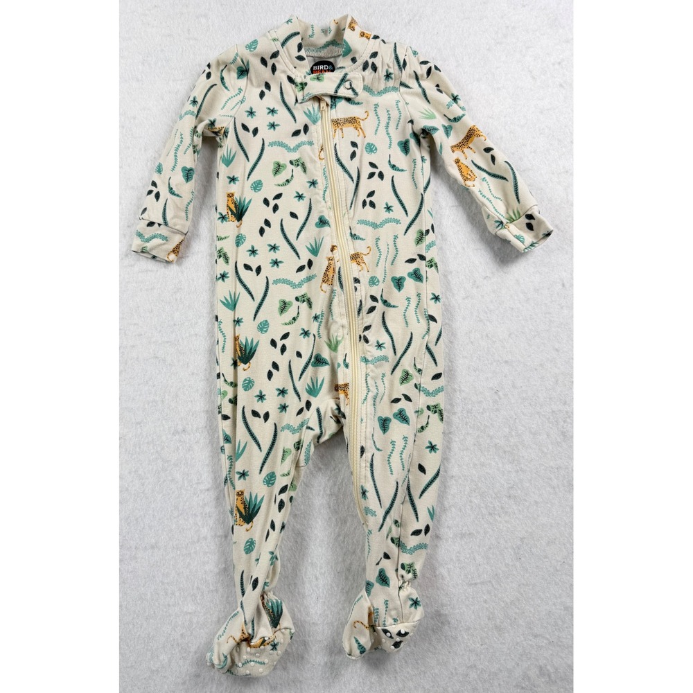 Bird & Bean Soft Savannah Tropical Bamboo Zip Footed Pajama Newborn NB